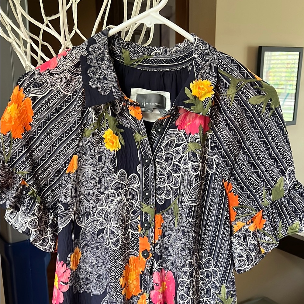 Floral Patterned Dress with Button Front
